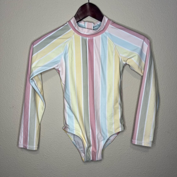 Cotton On Other - Cotton on kids size 8 pastel striped long sleeve one piece swim suit